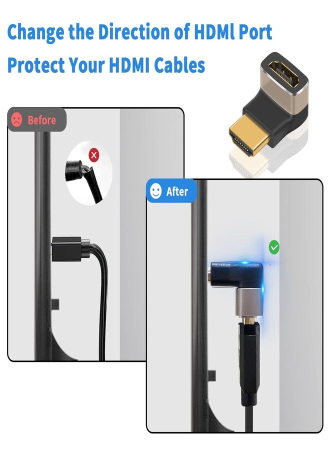 Duttek 8K 90 Degree HDMI Male to Female Adapter, 2.1 Version Down Angle HDMI L Shape Flat Extender Adapter Connector for TV, Roku, Fire Stick, Chromecast, Switch, Laptop, PC (2 Pack) - Image 3